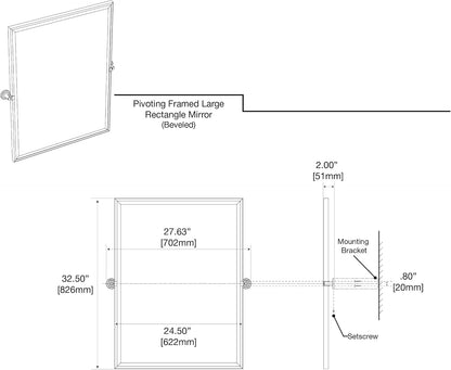 Gatco 4249MXFS Latitude II, Framed Large Rectangle Mirror, 32.5” H, Matte Black