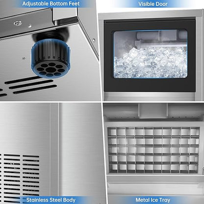 Commercial Ice Maker Machine 150 Lbs/24H, 30 Lbs Ice Bin, Undercounter Ice - Image 7