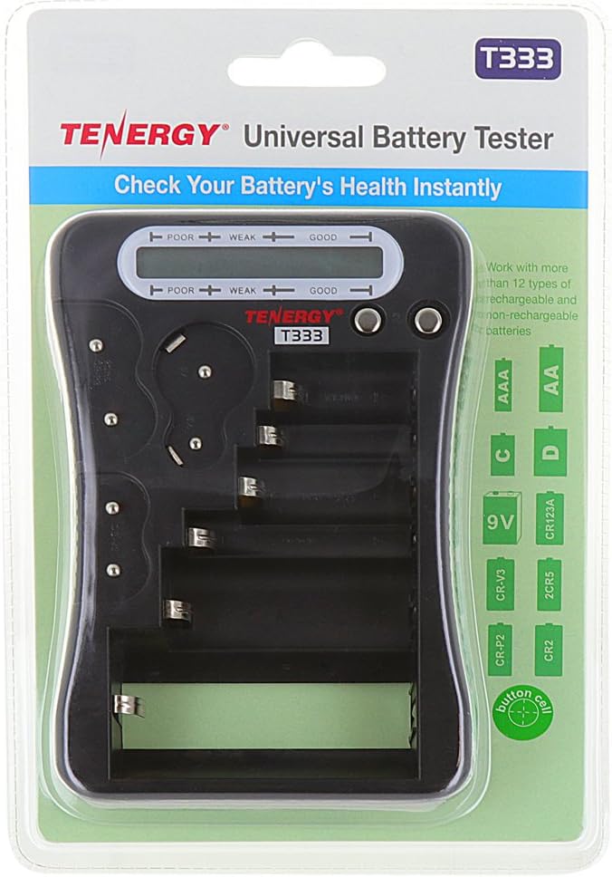 Tenergy T-333 Universal Battery Tester, LCD Display, Cell Checker, - Image 8