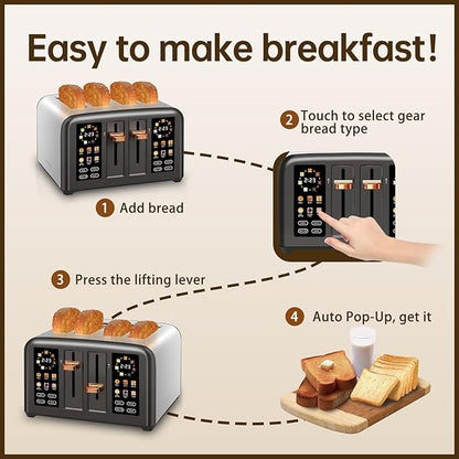 SEEDEEM Toaster 4 Slice, Stainless Steel, Touch Screen - Image 7