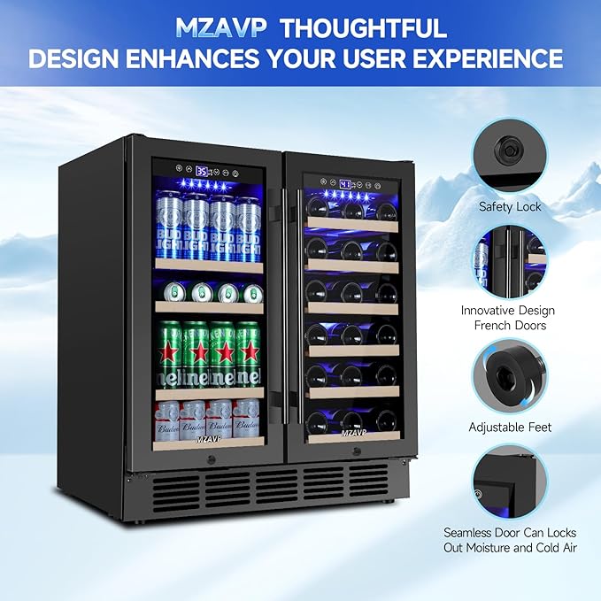 30 Inch Wine and Beverage Refrigerator, Dual Zone Wine Beverage Cooler - Image 6