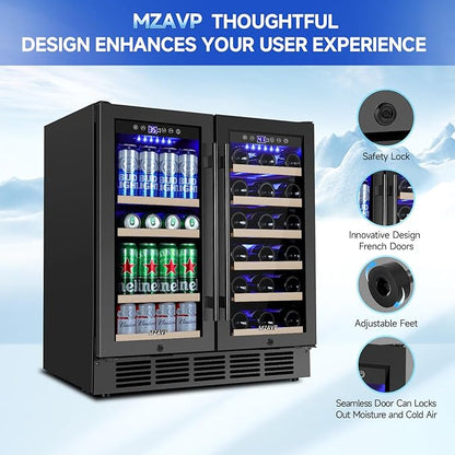 30 Inch Wine and Beverage Refrigerator, Dual Zone Wine Beverage Cooler - Image 6