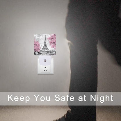 Smoaffly Eiffel Tower Paris Pink Flower Night Light Plug-in LED Nightlights - Image 7