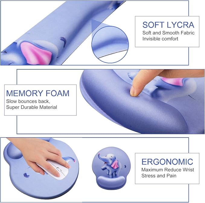 Mouse Pad Keyboard Wrist Rest, Gel Non Slip Rubber Wrist Support Rest Mouse Pad - Image 3