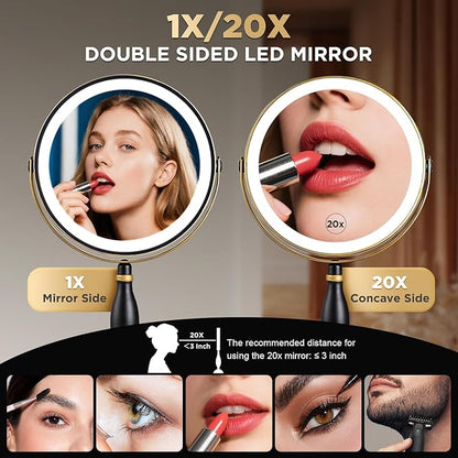 Lighted Makeup Mirror, 20x Magnifying Rechargeable Double Side Vanity Mirror - Image 2