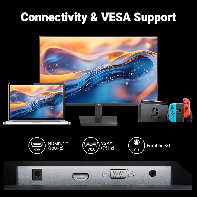KTC 24 Inch FHD 1080P 100Hz Computer Monitor, VA Panel FreeSync PC Gaming - Image 6
