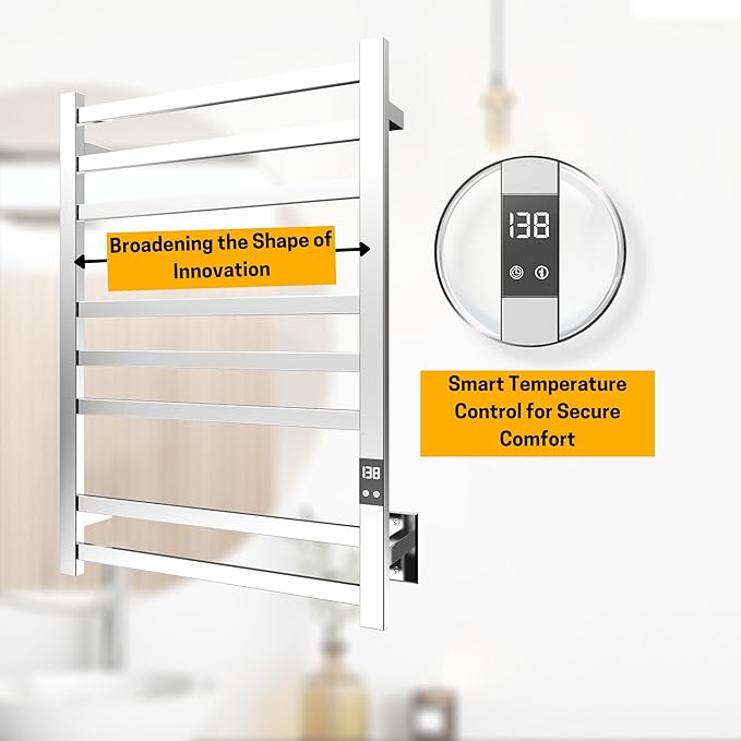 8-Bar Electric Heated Towel Warmer, Fast Heating - Image 2