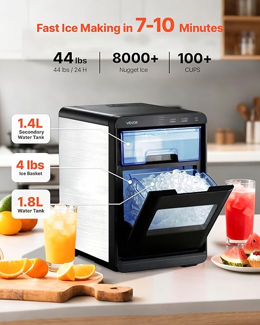 VEVOR Countertop Ice Maker, 44 lbs per Day, Self-Cleaning Portable Machine - Image 2