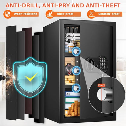 Safe Box with Fireproof Waterproof Bag, Home Safe with Keys & Pass Code & Wall - Image 5