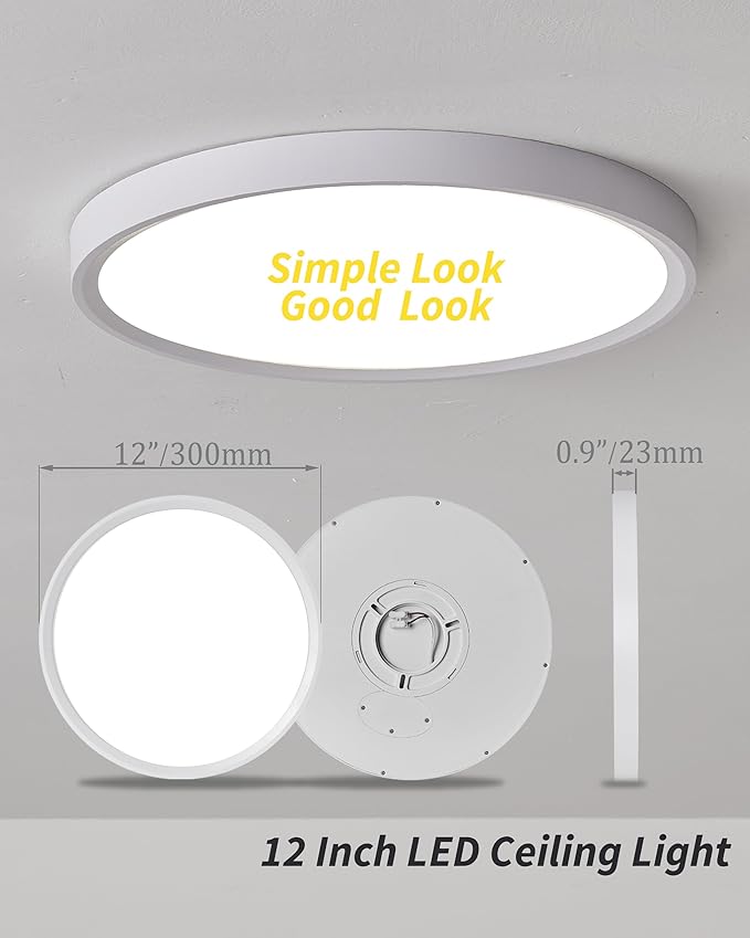 4Pack 12 Inch Dimmable LED Flush Mount Ceiling Light Panel, 24W 2520LM - Image 6