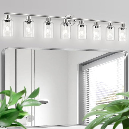 Guliaofo 8-Light Brushed Nickel Vanity Lights, Modern Bathroom Light Fixtures by GuliaofoLights