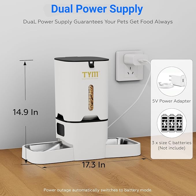 TYM Dual Automatic Cat Feeder for 2 Cats, 7L WiFi Cat Food Dispenser - Image 8