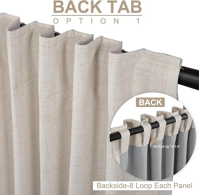 100% Blackout Shield Linen Blackout Sliding Door Curtains - Image 3