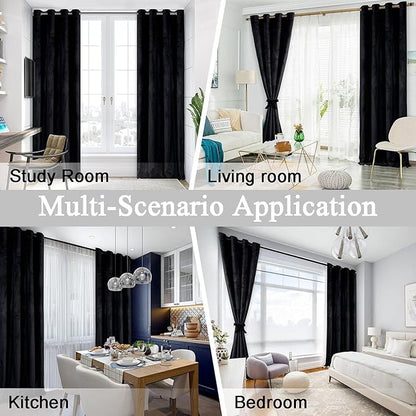 JIUZHEN Blcak Velvet Curtains for Living Room - Image 7