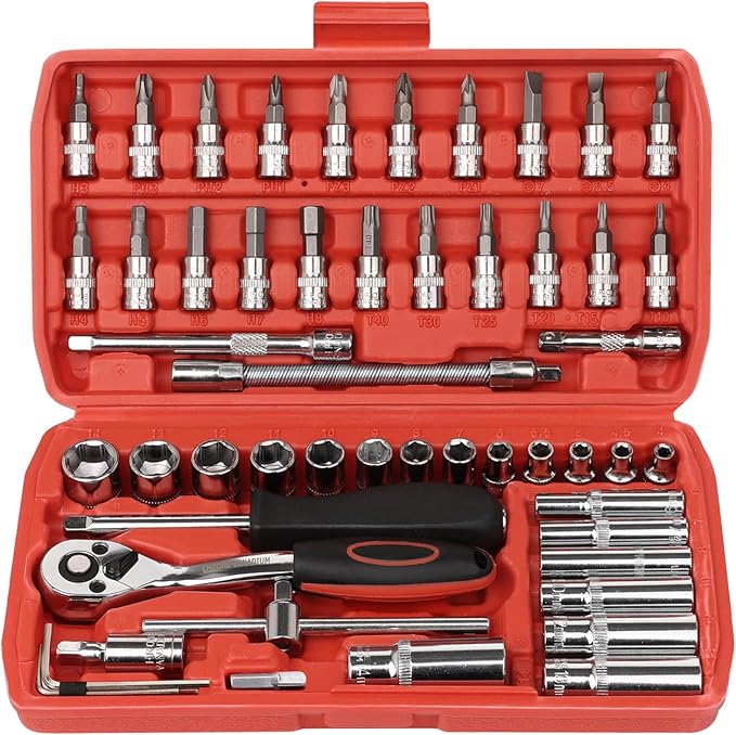 Egofine 53 Pieces 1/4 inch Drive Socket Ratchet Wrench Set by Egofine