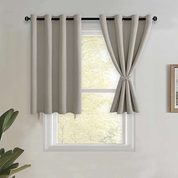 JIUZHEN Short Curtains Kitchen Half Window Blackout Curtains by JIUZHEN