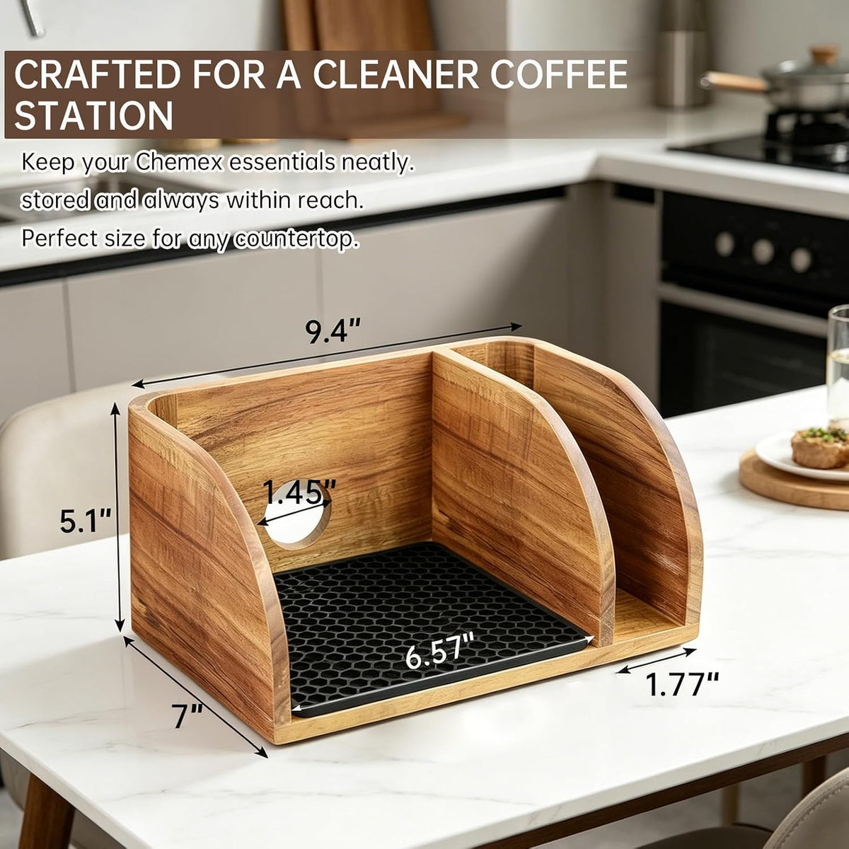 Acacia Coffee Caddy Station Organizer Stand for Chemex Pour Over Maker