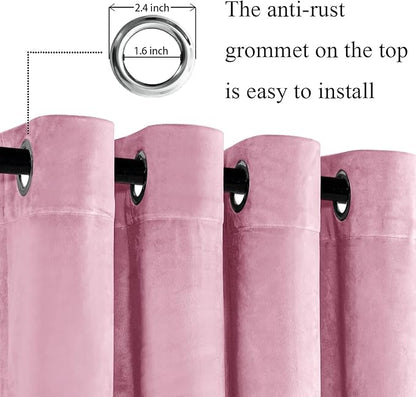 JIUZHEN Pink Velvet Curtains 84 inches Curtains - Image 2