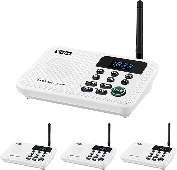 Wuloo Intercoms Wireless for Home 1 Mile Range 22 Channel 100 Digital Code by Wuloo