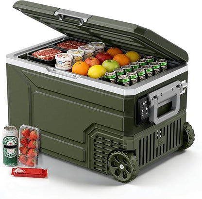 12V Portable Refrigerator, 68 Quart Dual-Voltage 12V/24V DC Car Cooler by Electactic