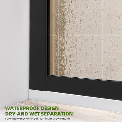 Shower Glass Door 36W*80H Inch, Bathroom Semi-Framed Fixed Shower Glass Panel - Image 4