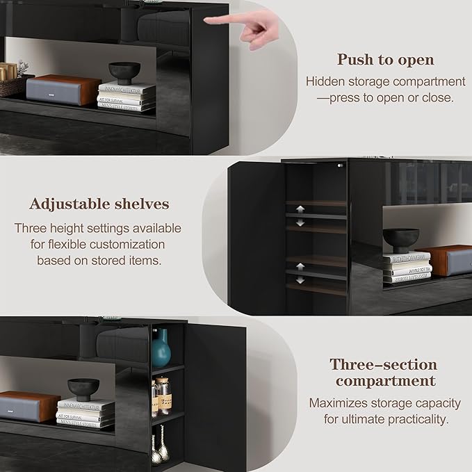 Vavkorkula High Gloss TV Stand for 65 Inch - Image 4