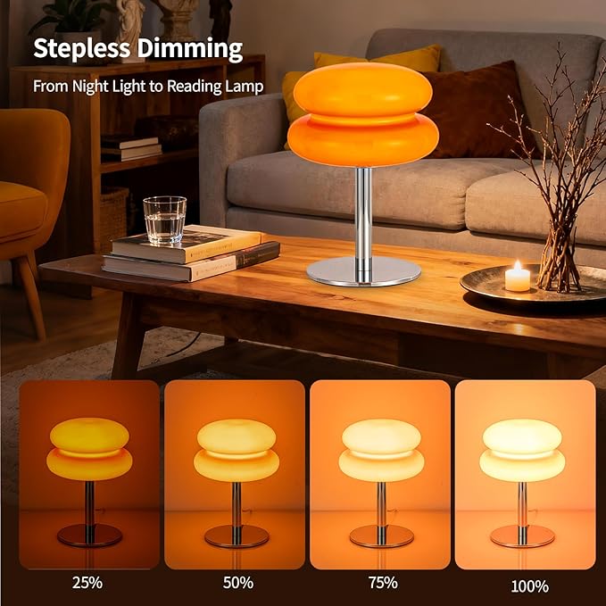 Vintage Mushroom Lamp, Dimmable Bedside Table Lamp - Image 2