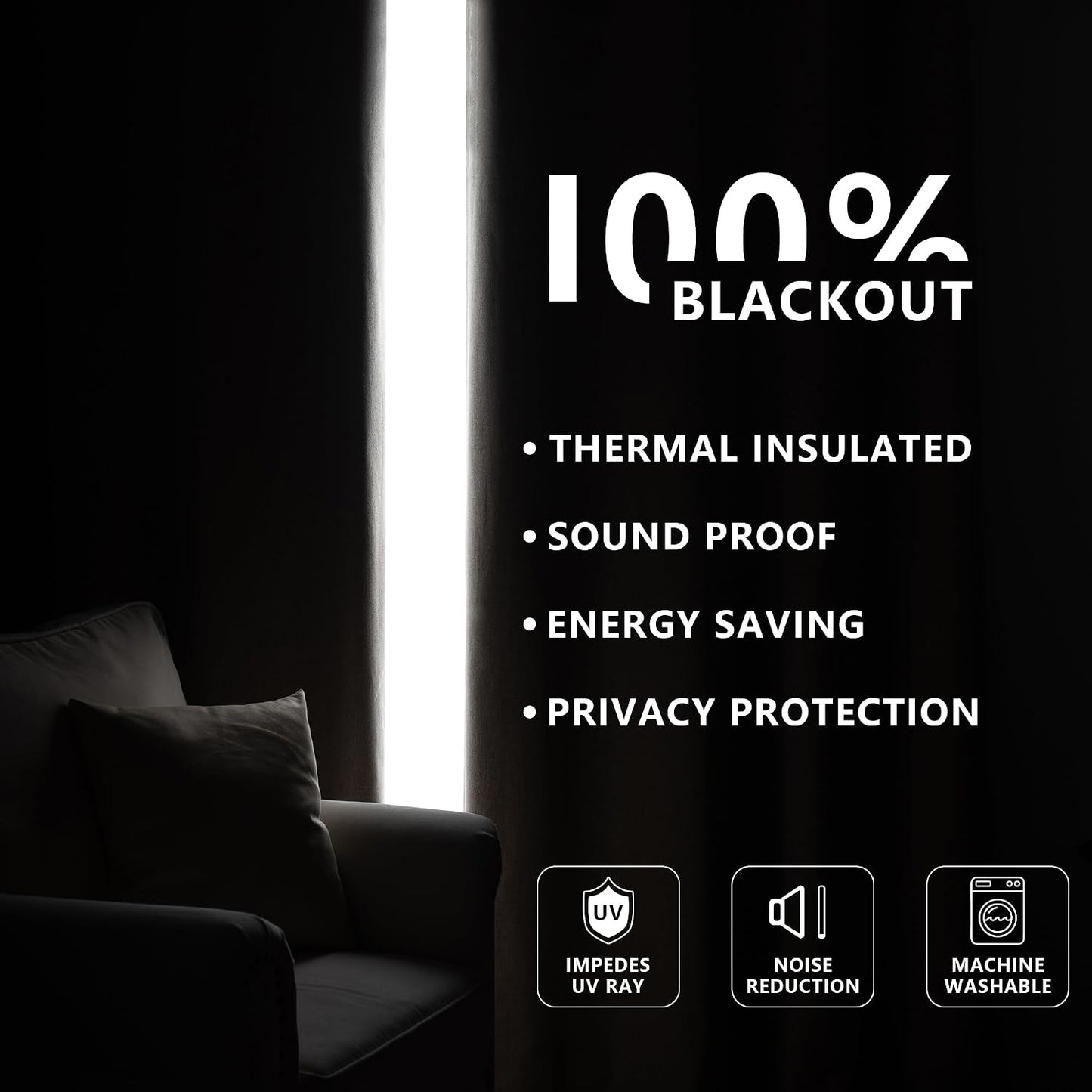 IGEMAEVE Blackout Curtains for Bedroom Rod Pocket Linen 52" W x 84" L | Living Room | Privacy | Room Darkening | Thermal | Insulated | Window Drape