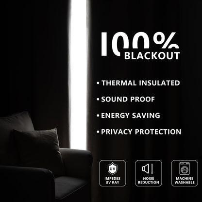 IGEMAEVE Blackout Curtains for Bedroom Rod Pocket Linen 52" W x 84" L | Living Room | Privacy | Room Darkening | Thermal | Insulated | Window Drape