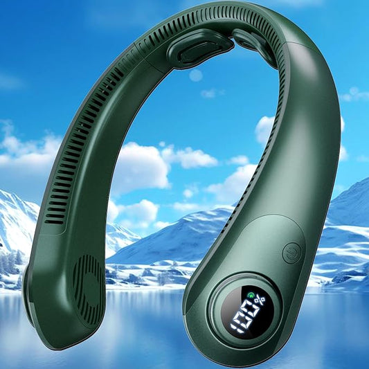 Portable Neck Fan that Blow Cold Air, LED Display, Rechargeable Hands-Free by CRISLEX