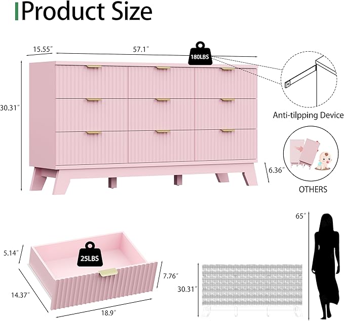 Xixini Fluted Dresser for Bedroom - Image 2