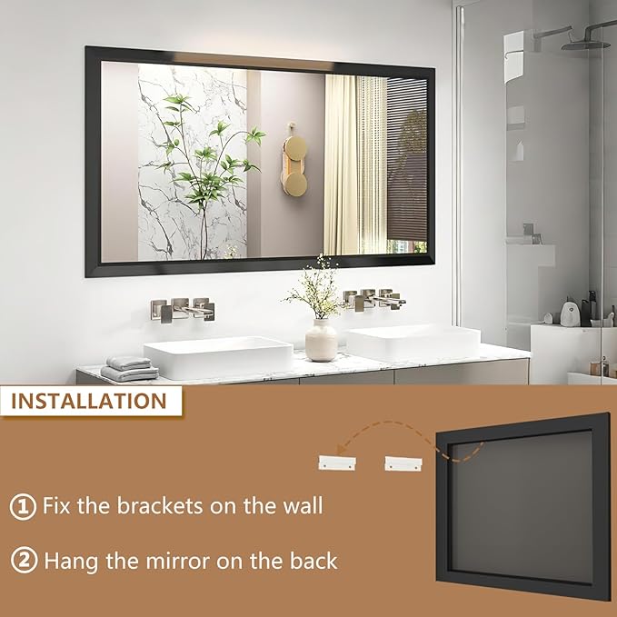 SMIROR Matte Black Bathroom Mirror - Image 4