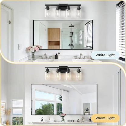 DIKAIDA Bathroom Vanity Light, 4-Light Modern Matte Black Wall Sconce Lighting - Image 6