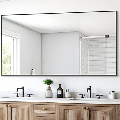 Black Bathroom Mirror for Wall, 30x55 Inch Rectangle Mirrors by DESBING