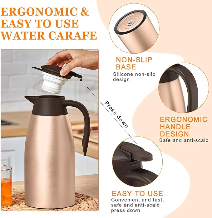 Norme 2 Pcs Thermal Coffee Carafe Insulated Stainless Steel Coffee Carafe - Image 3