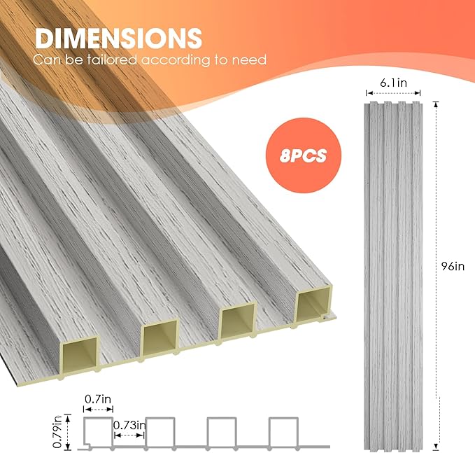 OUZUGIE WPC Acoustic Slat Wall Paneling, Living Room, TV Background, Study Room - Image 3