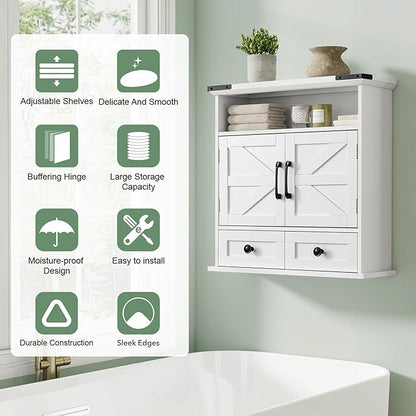 Bathroom Wall Cabinet, 23x25 Inch Farmhouse Medicine Cabinet Over Toilet - Image 7