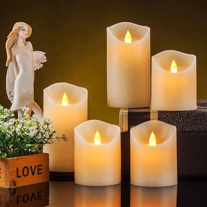 Flameless Candles, Flickering Moving Flame LED Candles Set of 5 Pillar - Image 3