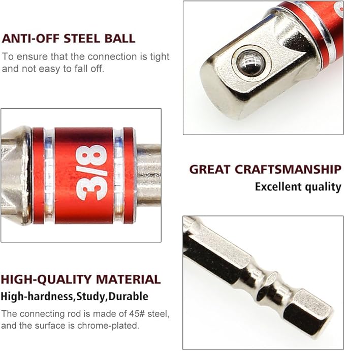 3-Piece Socket Adapter Extension Set, 1/2 Inch Hex Shank, Impact Grade - Image 5