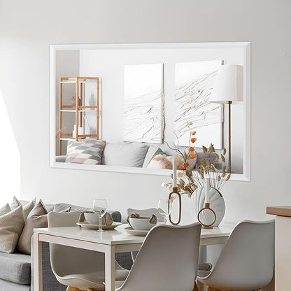 Amorho Bathroom Mirror, 72 X36 Inch White Thick Metal Framed Wall Mirrors - Image 5