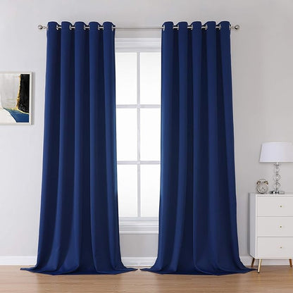 DUALIFE Navy Blue Blackout Curtains Thermal Insulated Window Drapes by DUALIFE
