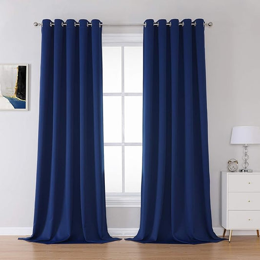 DUALIFE Navy Blue Blackout Curtains Thermal Insulated Window Drapes by DUALIFE