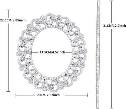 2 Pack Silver Curtain Tiebacks Round Curtain Holdbacks Plastic Curtain Clips Buckle Drapery Holdbacks Crystal Drapery Tiebacks for Home Window Decoration, with Fixing Rod (Silver)