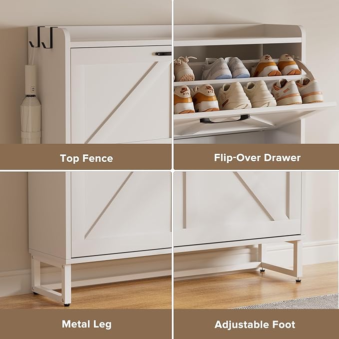 EOYUTLLY Shoe Cabinet Storage for Entryway, Narrow Shoe Rack - Image 7