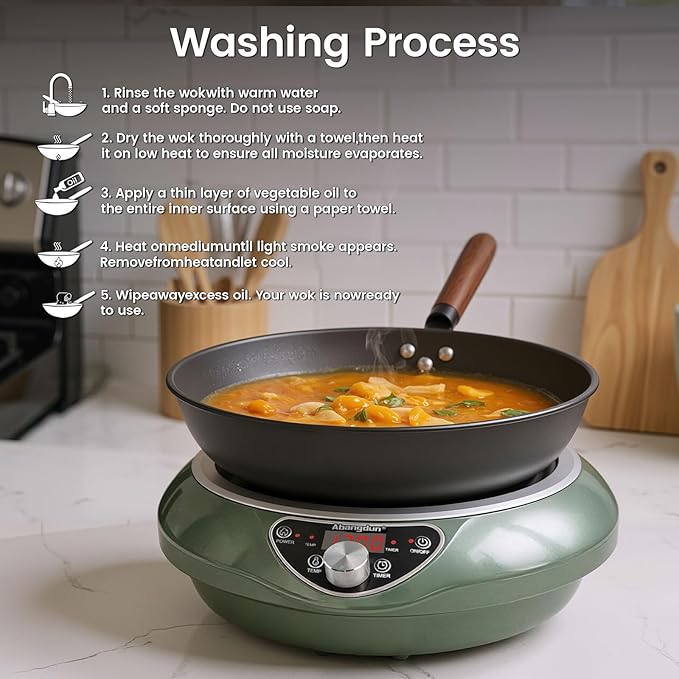 1700W 120V Wok Induction Cooktop, Non-Pulse Heating, 16 Levels, 18H Timer - Image 5