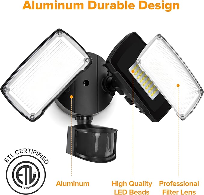 LUTEC 38W 3500 Lumen LED Motion Activated Integrated Dual-Head Floodlight - Image 6