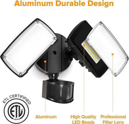 LUTEC 38W 3500 Lumen LED Motion Activated Integrated Dual-Head Floodlight - Image 6