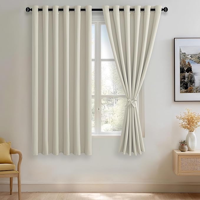 JIUZHEN Ivory Blackout Curtains by JIUZHEN