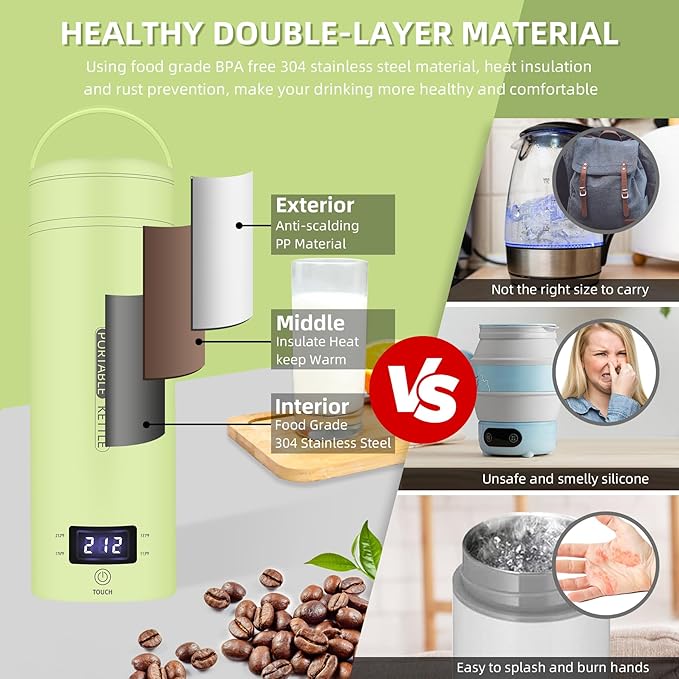Travel Electric Kettle Portable Small Mini Tea Coffee Kettle Water Boiler - Image 5