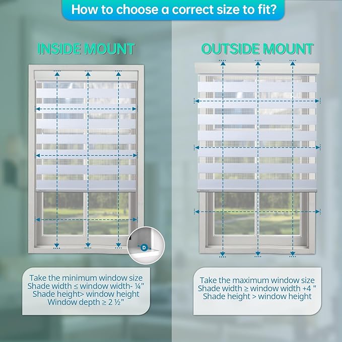 DENFOON Motorized Zebra Blinds, Solar Powered Dual Layer Automatic Shades - Image 6